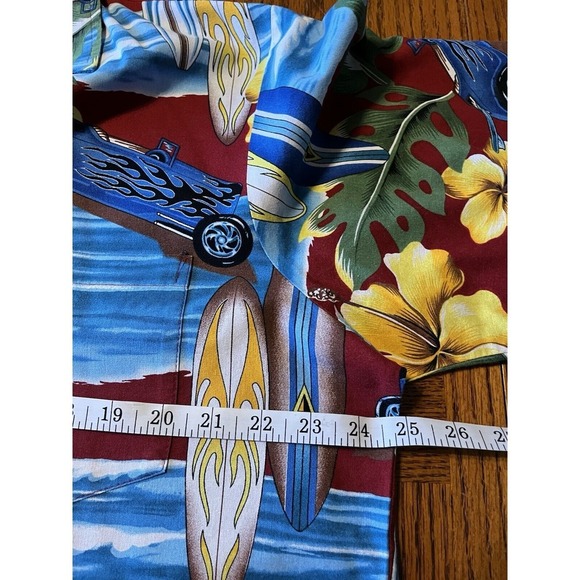 Vintage RJC Hawaiian Shirt Mens L Red Short Sleeve USA Beach Button Up Aloha - Picture 6 of 7